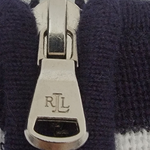 Ralph Lauren Zip Sweater Striped Navy White PM - Picture 4 of 7